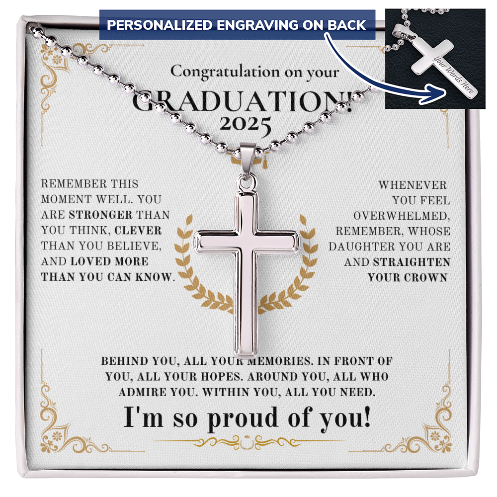 Personalized Cross Graduation Necklace
