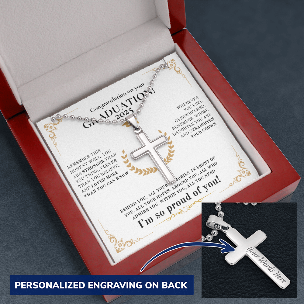 Personalized Cross Graduation Necklace