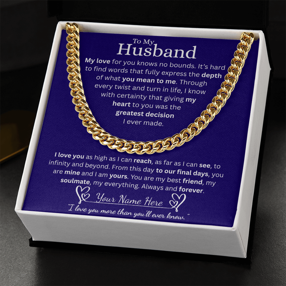 To My Husband - Cuban Link Chain - Blue