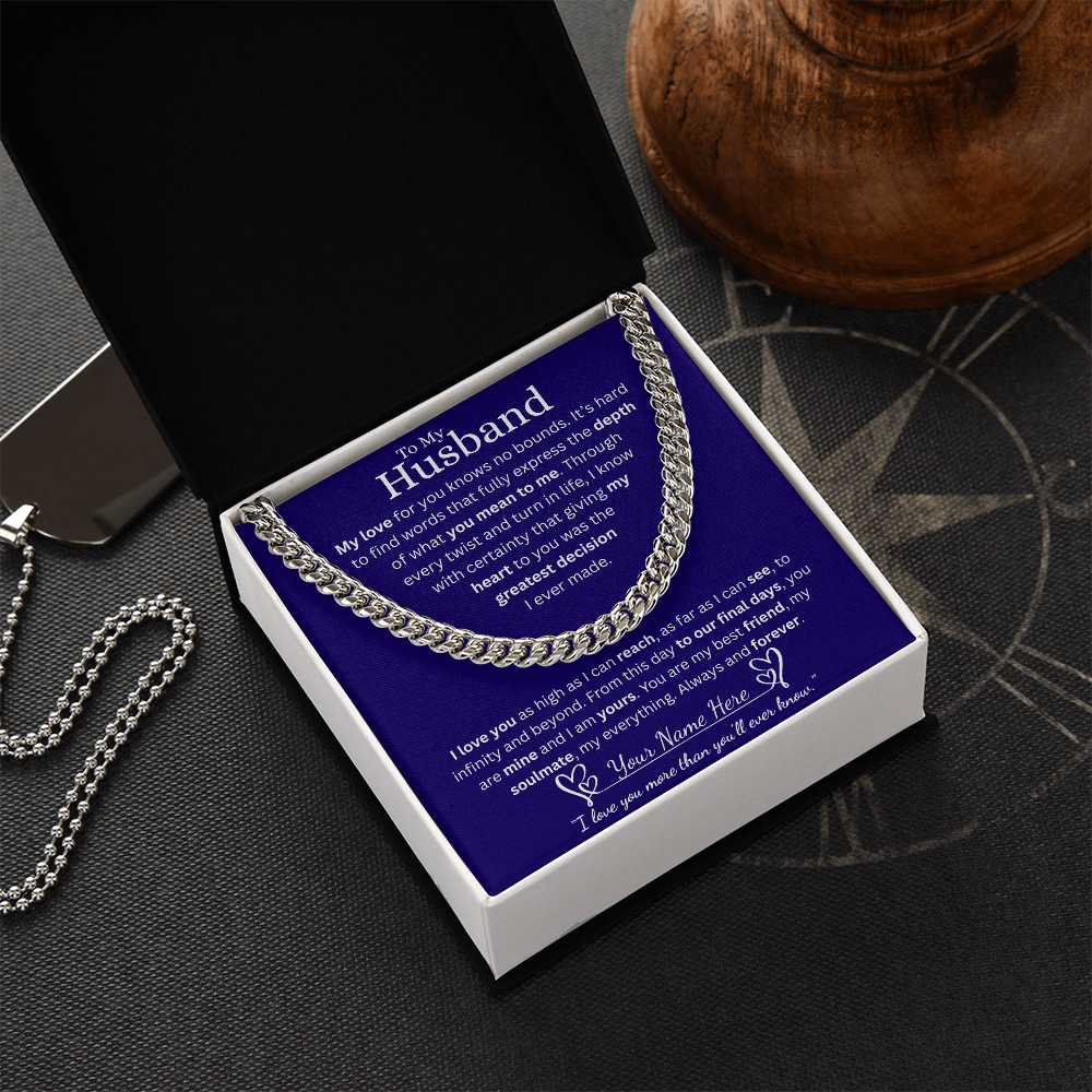 To My Husband - Cuban Link Chain - Blue