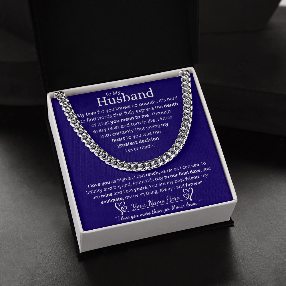 To My Husband - Cuban Link Chain - Blue