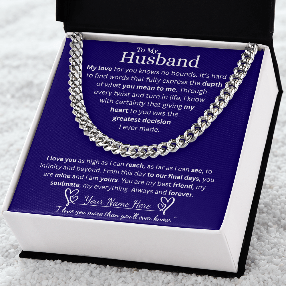 To My Husband - Cuban Link Chain - Blue
