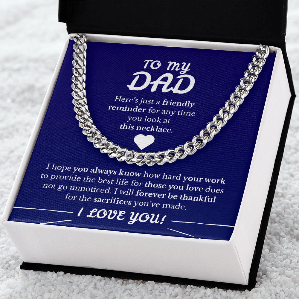 Father's Day Cuban Link Chain Blue Background