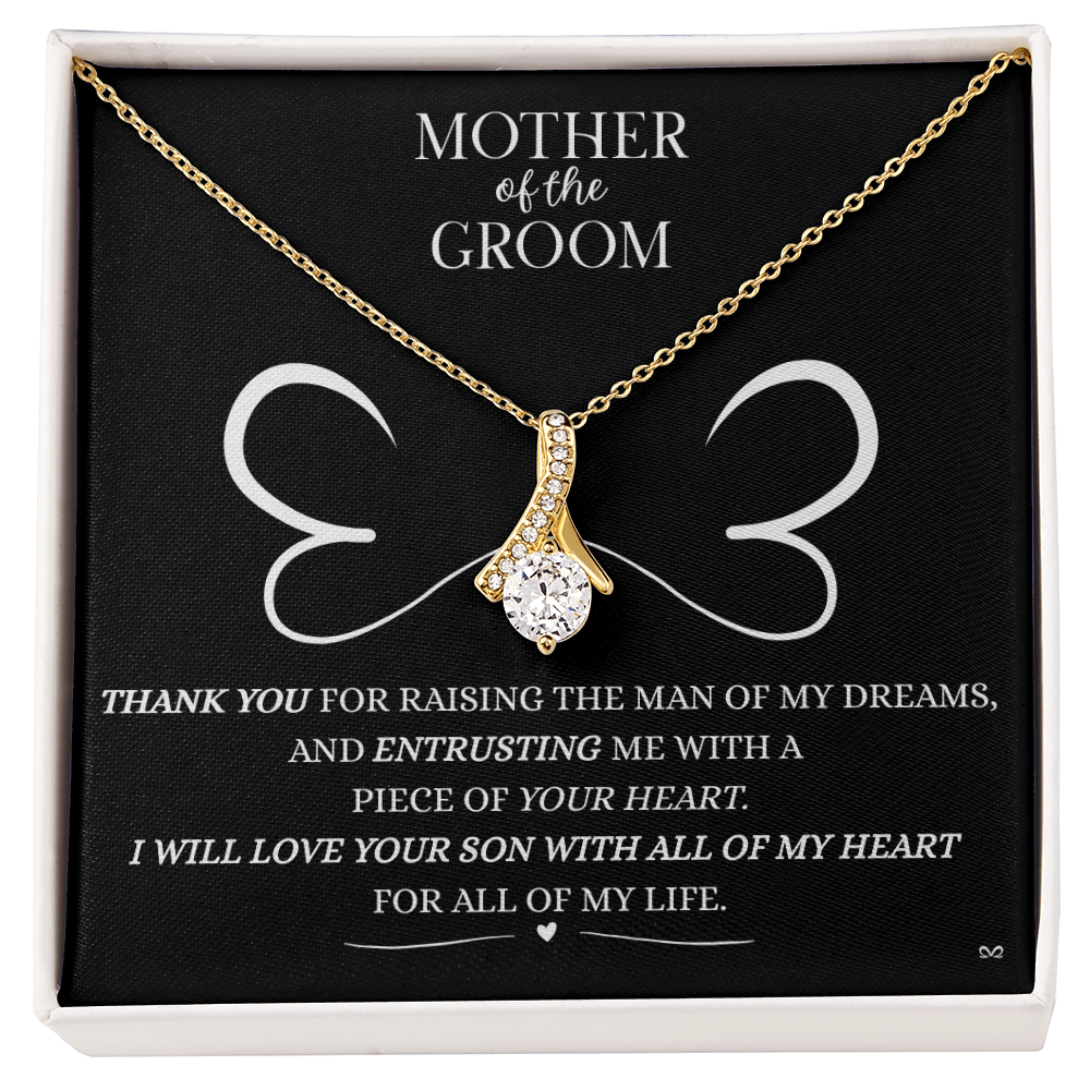 Mother of the Groom Necklace –Alluring Beauty Necklace - Double Heart Black