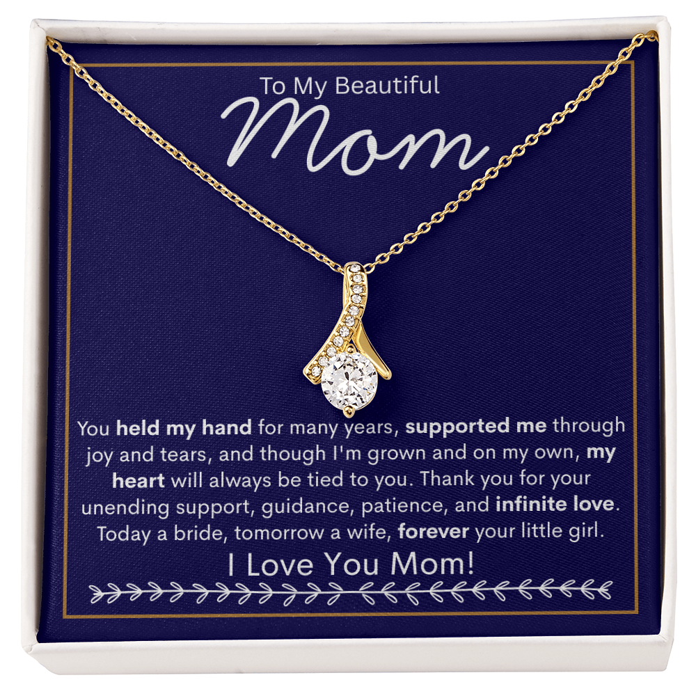 To My Beautiful Mom | Alluring Beauty Necklace | Gold Bolder Blue Background