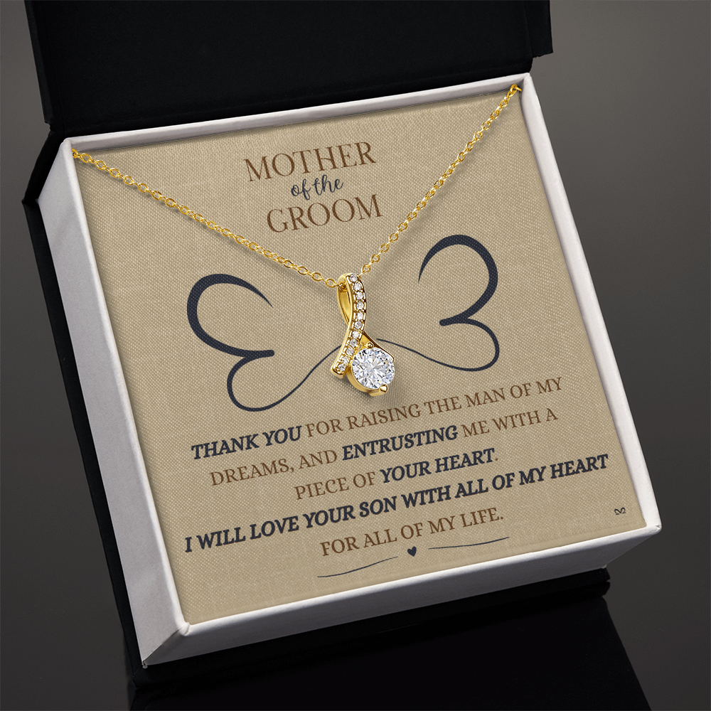 Mother of the Groom Necklace –Alluring Beauty Necklace - Double Heart - Linen