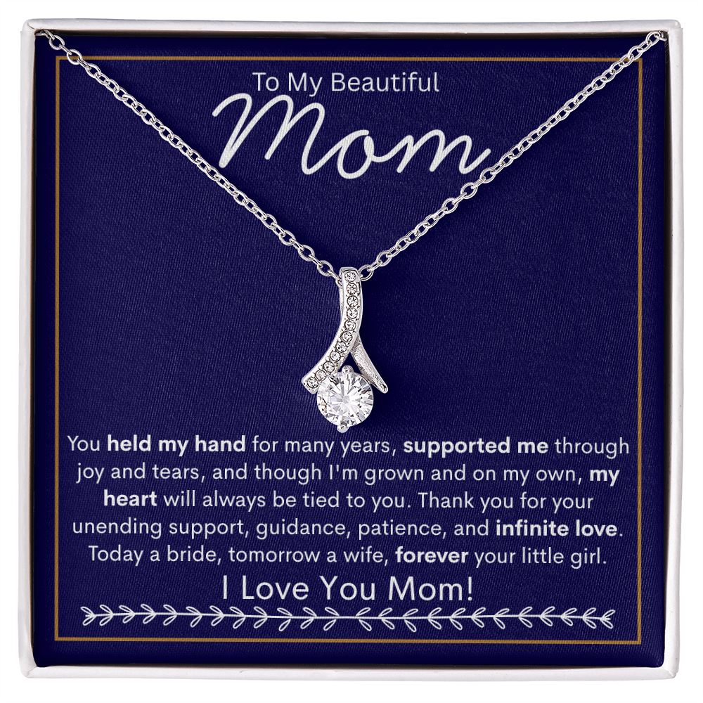 To My Beautiful Mom | Alluring Beauty Necklace | Gold Bolder Blue Background
