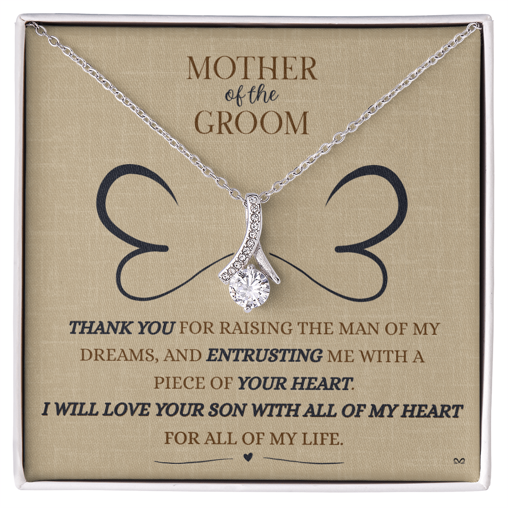 Mother of the Groom Necklace –Alluring Beauty Necklace - Double Heart - Linen