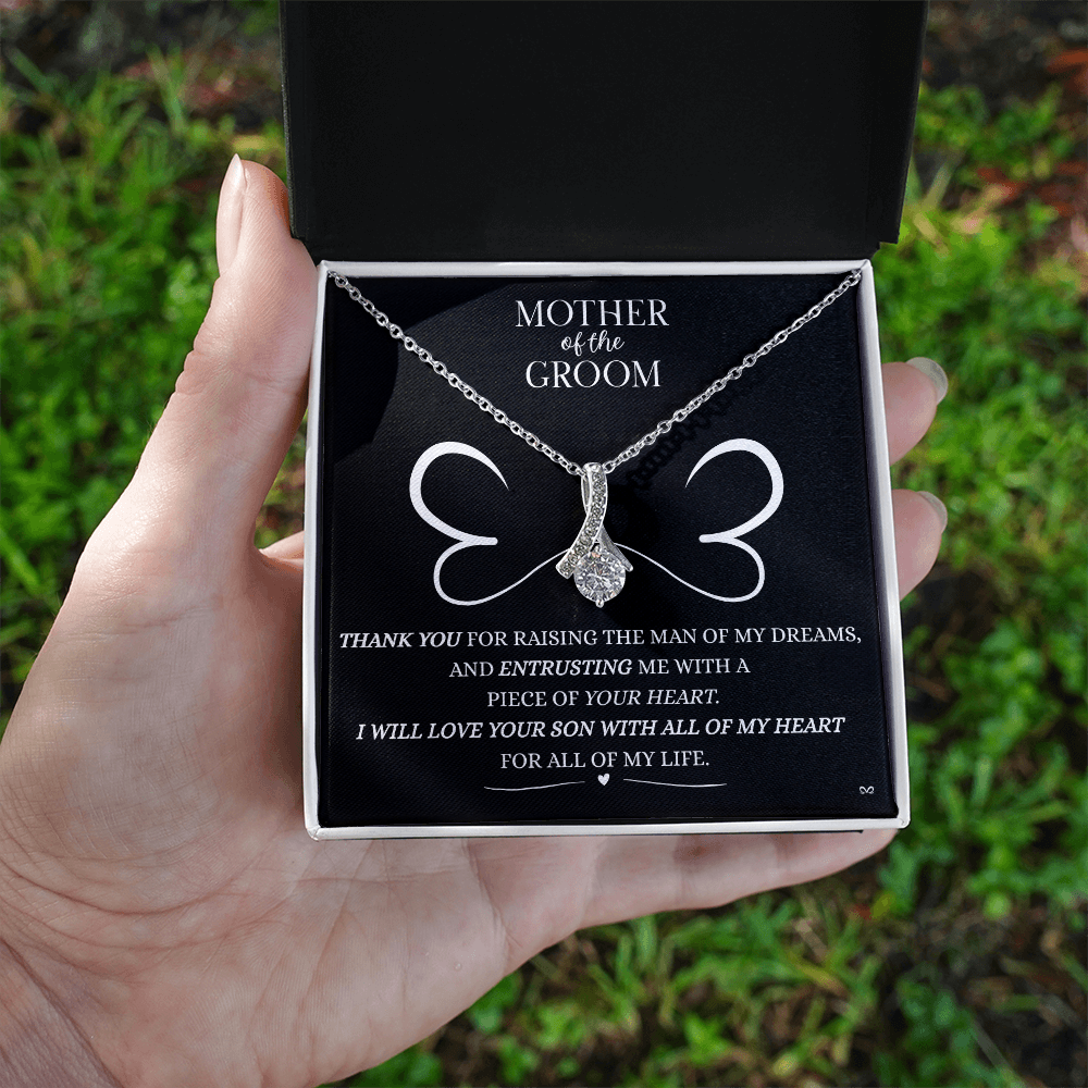 Mother of the Groom Necklace –Alluring Beauty Necklace - Double Heart Black