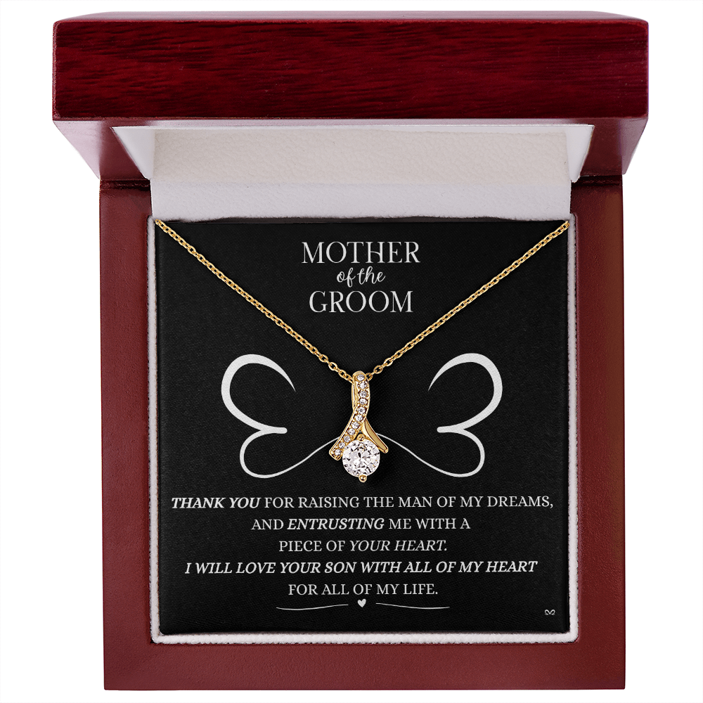 Mother of the Groom Necklace –Alluring Beauty Necklace - Double Heart Black