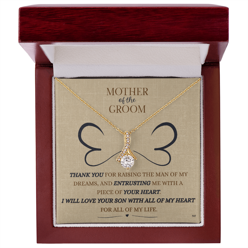 Mother of the Groom Necklace –Alluring Beauty Necklace - Double Heart - Linen
