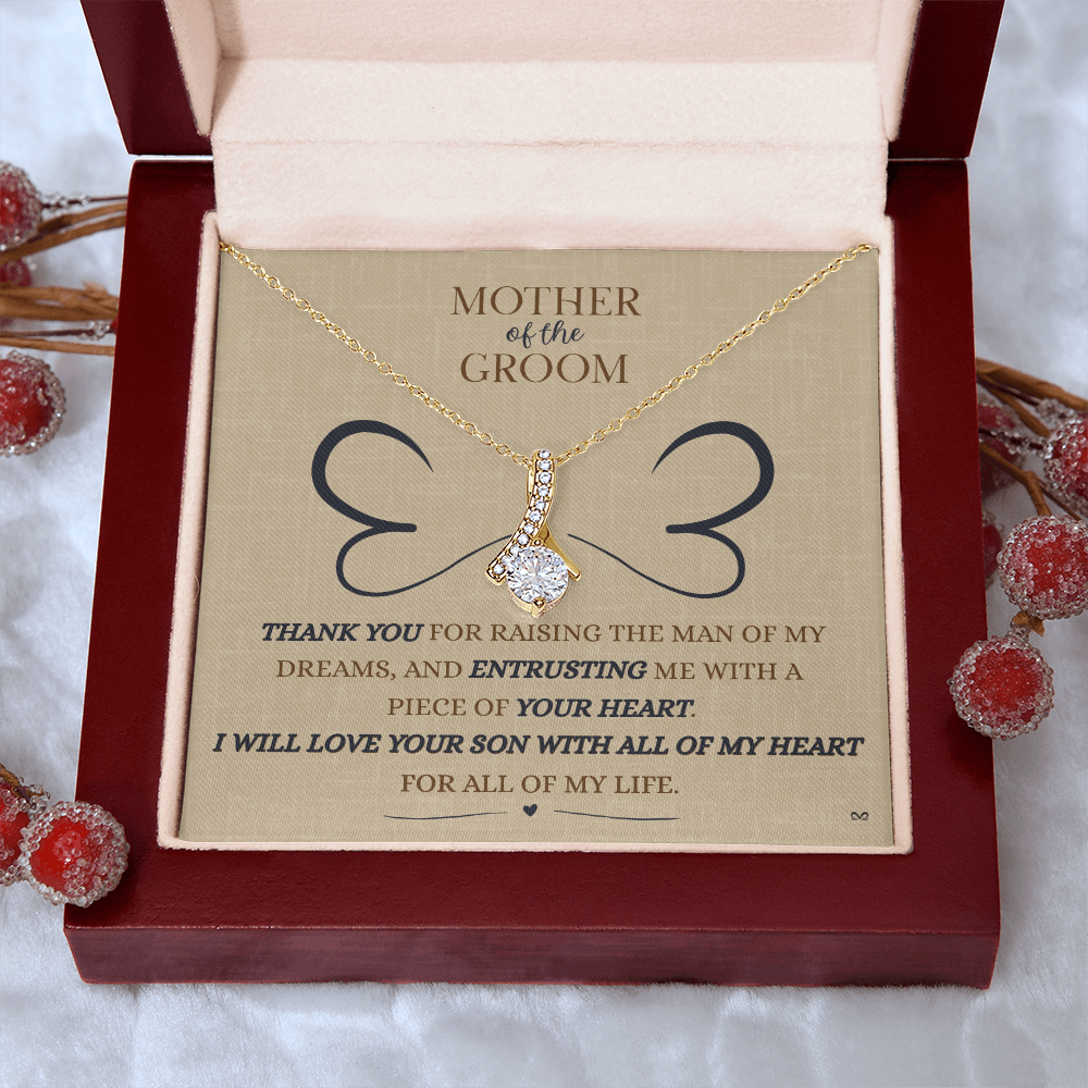 Mother of the Groom Necklace –Alluring Beauty Necklace - Double Heart - Linen