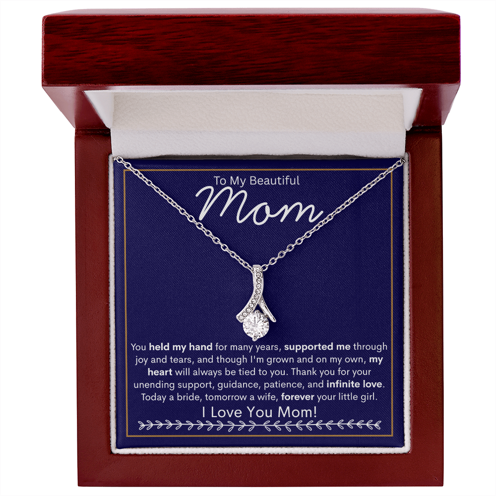 To My Beautiful Mom | Alluring Beauty Necklace | Gold Bolder Blue Background