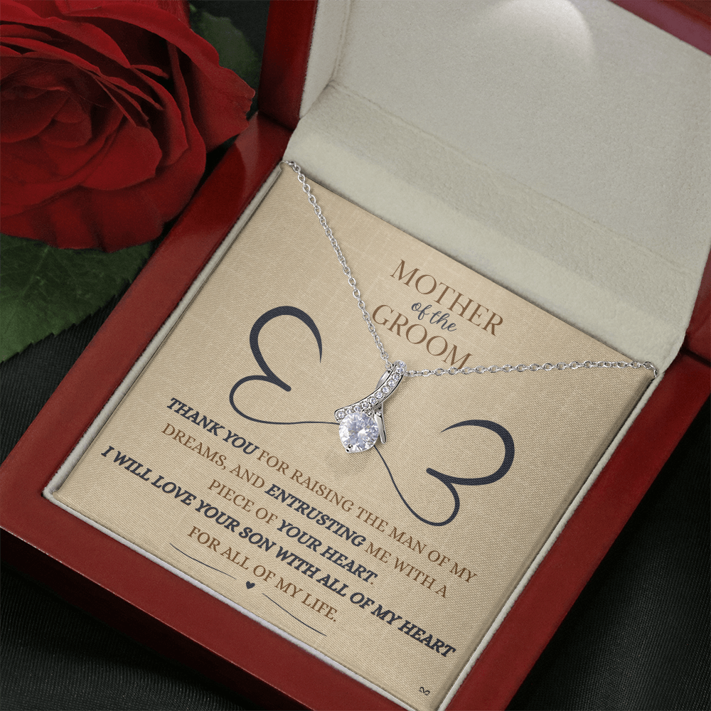 Mother of the Groom Necklace –Alluring Beauty Necklace - Double Heart - Linen