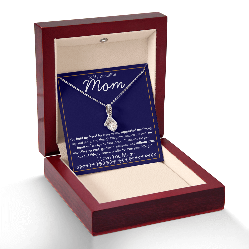 To My Beautiful Mom | Alluring Beauty Necklace | Gold Bolder Blue Background