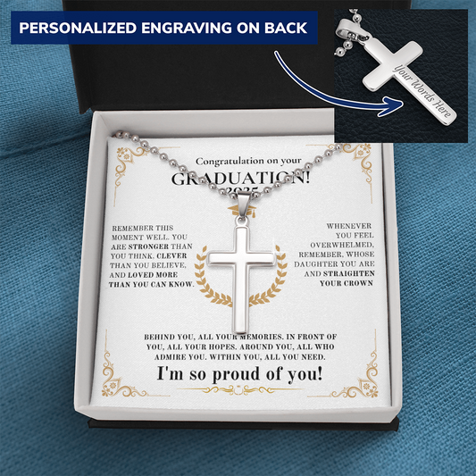 Personalized Cross Graduation Necklace