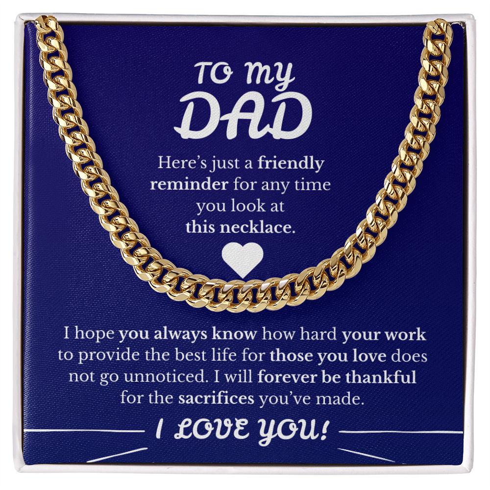 Father's Day Cuban Link Chain  Blue Background
