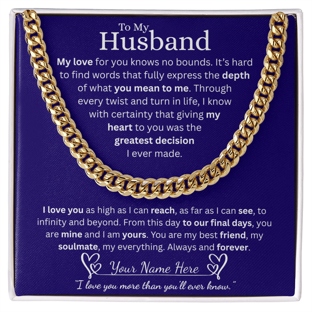 To My Husband - Cuban Link Chain  - Blue