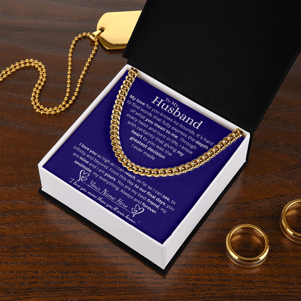 To My Husband - Cuban Link Chain  - Blue