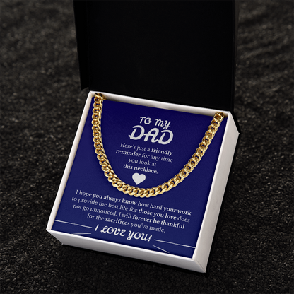 Father's Day Cuban Link Chain  Blue Background
