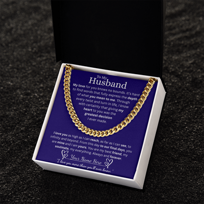 To My Husband - Cuban Link Chain  - Blue