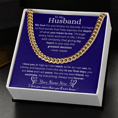 To My Husband - Cuban Link Chain  - Blue