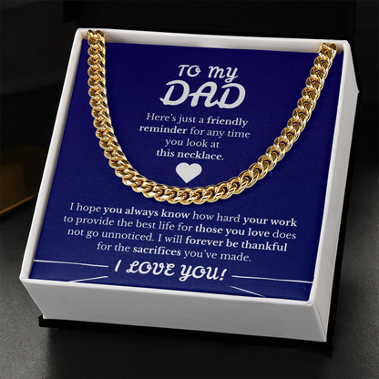 Father's Day Cuban Link Chain  Blue Background