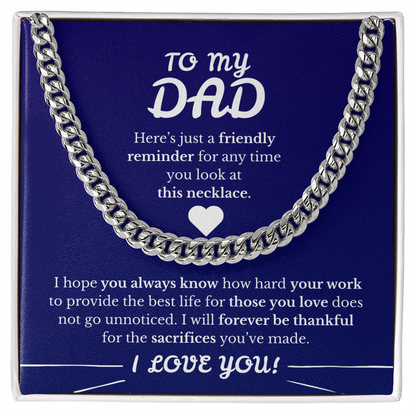 Father's Day Cuban Link Chain  Blue Background