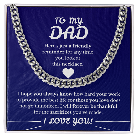 Father's Day Cuban Link Chain  Blue Background