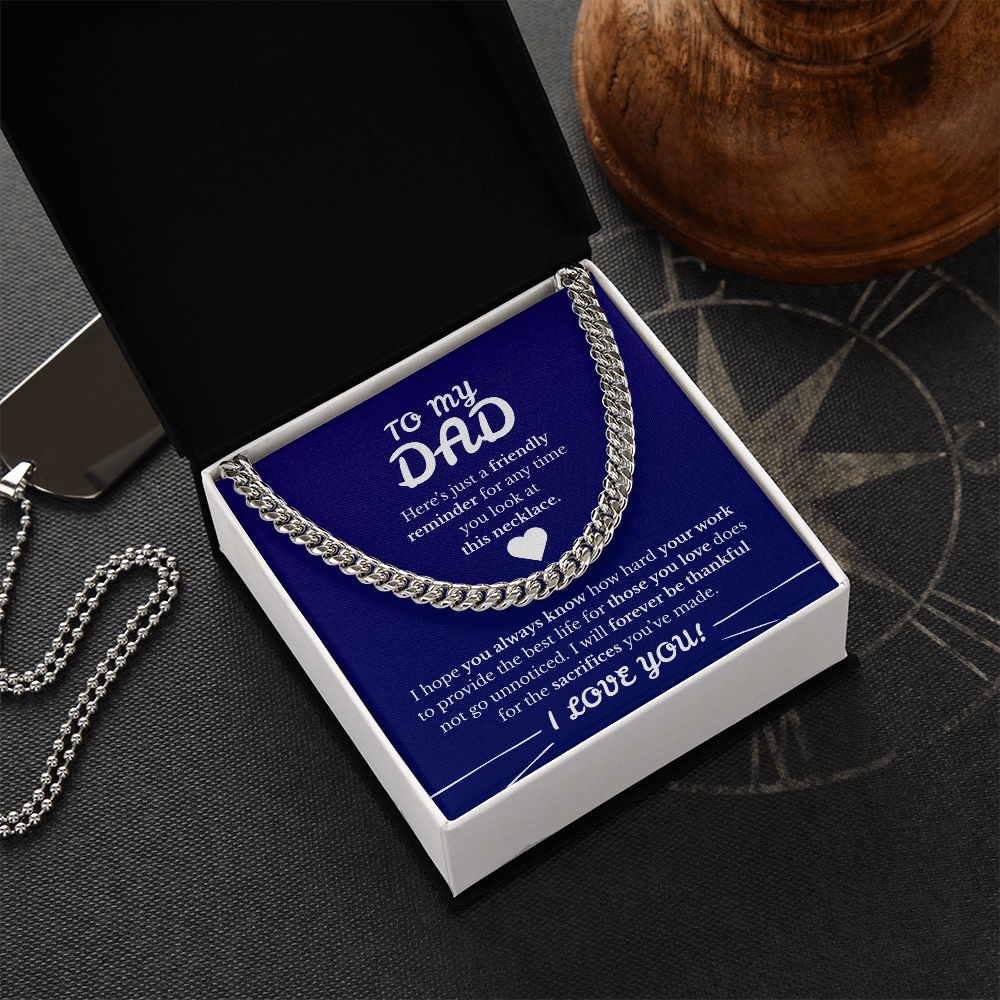 Father's Day Cuban Link Chain  Blue Background