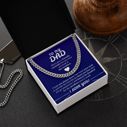 Father's Day Cuban Link Chain  Blue Background