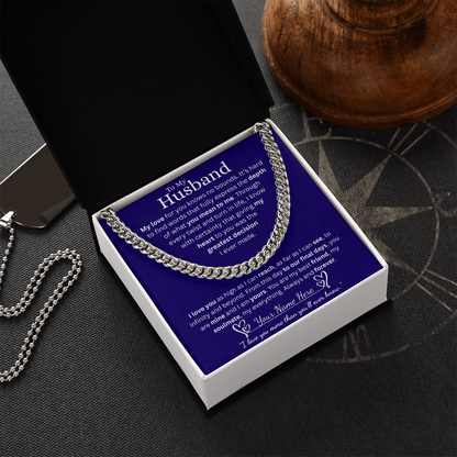 To My Husband - Cuban Link Chain  - Blue