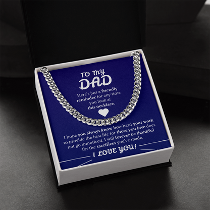 Father's Day Cuban Link Chain  Blue Background