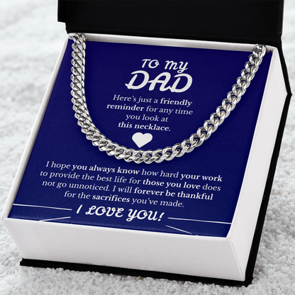 Father's Day Cuban Link Chain  Blue Background