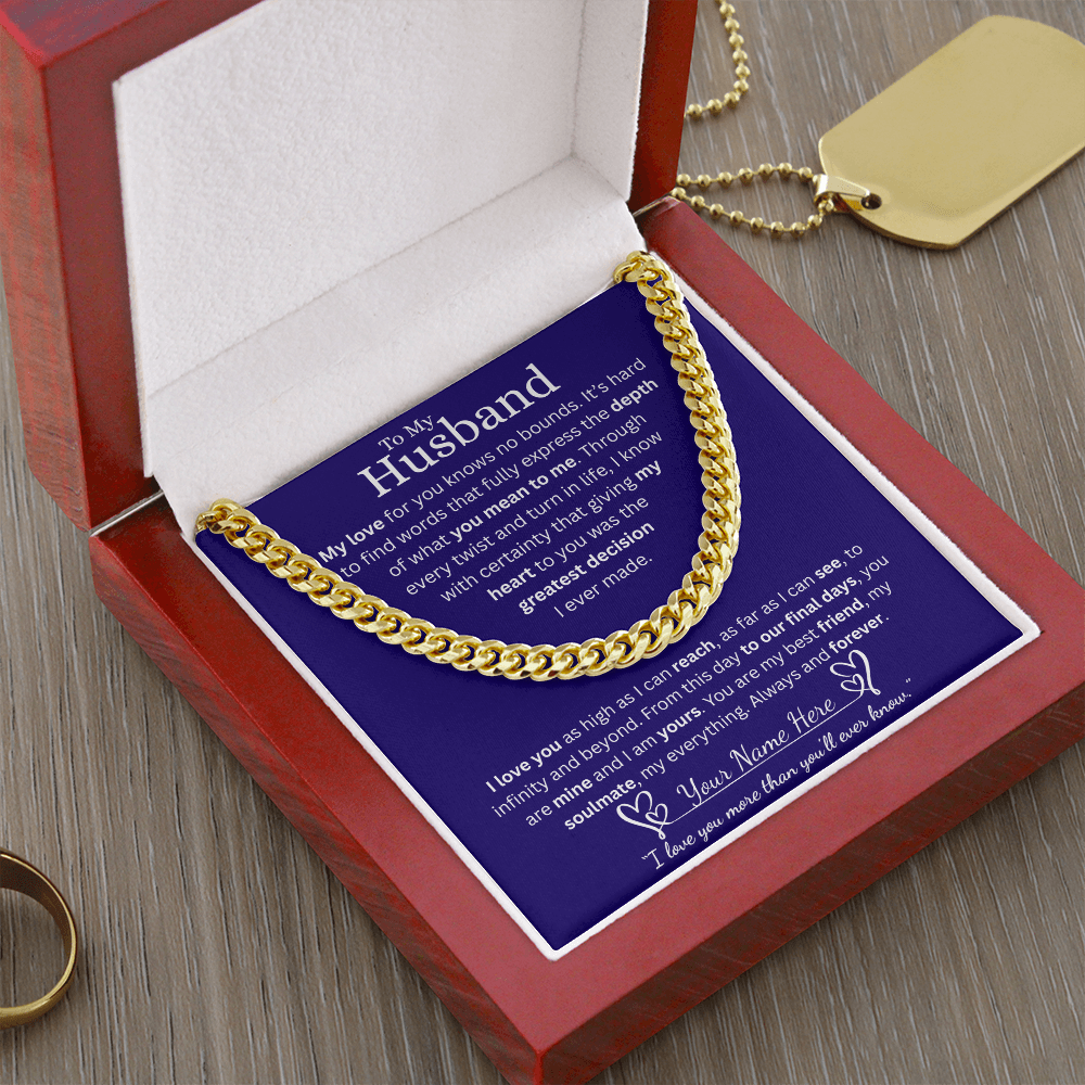 To My Husband - Cuban Link Chain  - Blue
