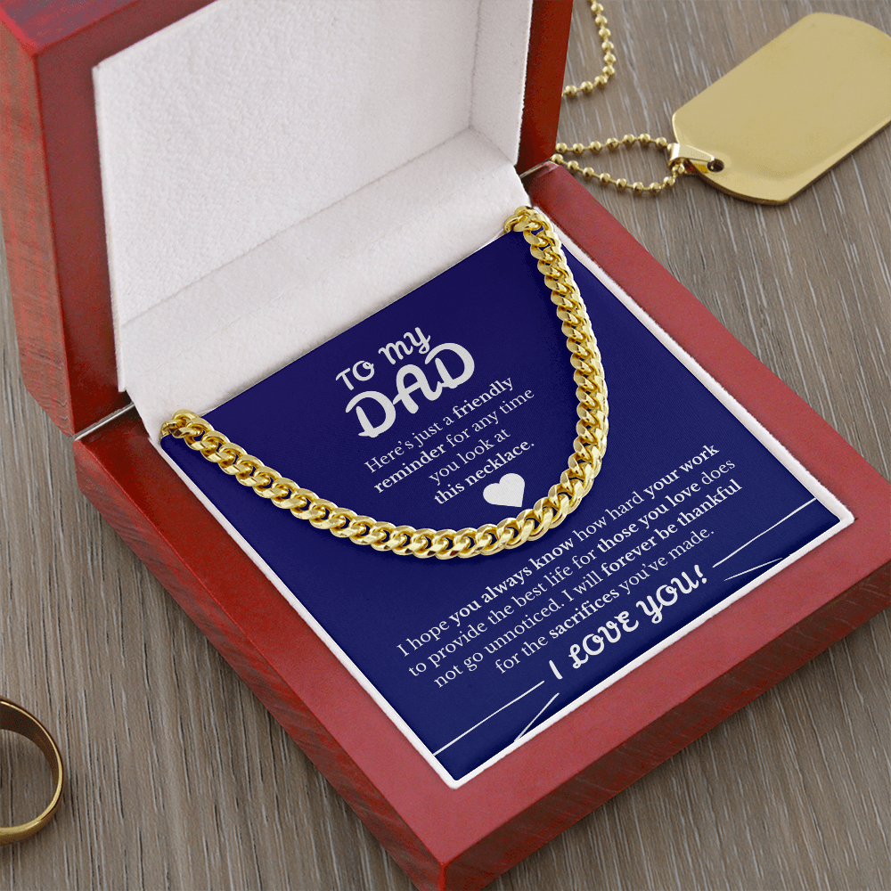 Father's Day Cuban Link Chain  Blue Background