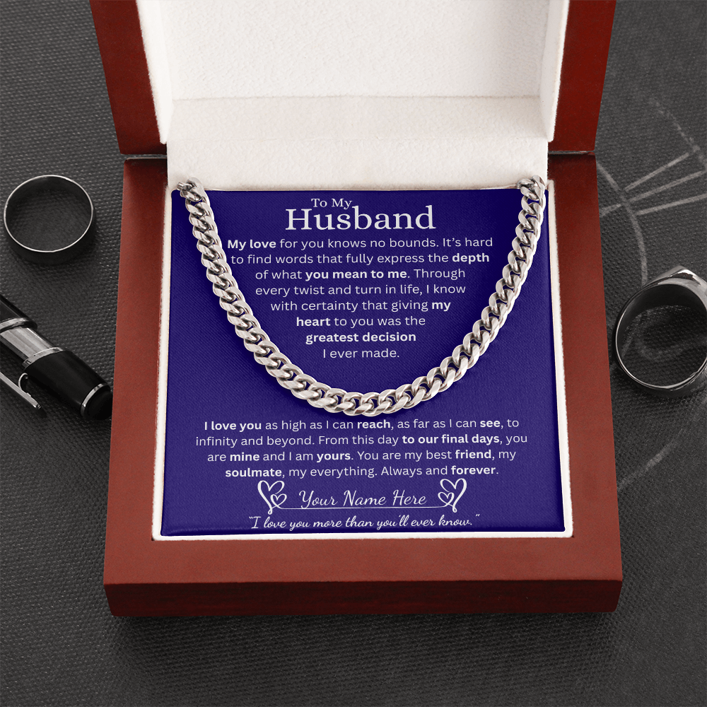 To My Husband - Cuban Link Chain  - Blue