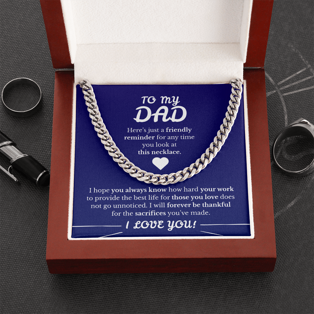 Father's Day Cuban Link Chain  Blue Background