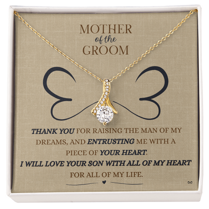 Mother of the Groom Necklace –Alluring Beauty Necklace - Double Heart - Linen
