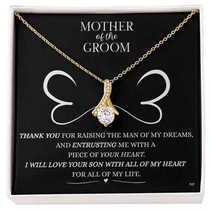 Mother of the Groom Necklace –Alluring Beauty Necklace - Double Heart Black