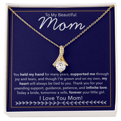 To My Beautiful Mom | Alluring Beauty Necklace | Gold Bolder Blue Background