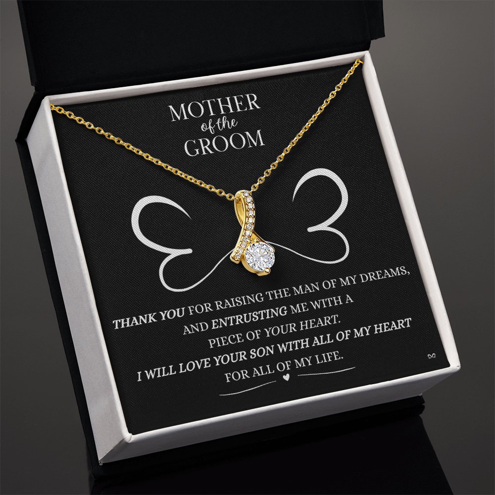 Mother of the Groom Necklace –Alluring Beauty Necklace - Double Heart Black