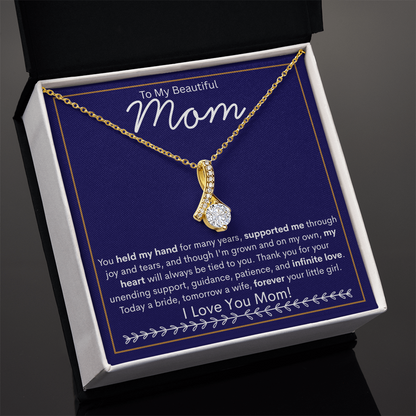 To My Beautiful Mom | Alluring Beauty Necklace | Gold Bolder Blue Background
