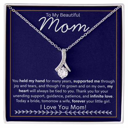 To My Beautiful Mom | Alluring Beauty Necklace | Gold Bolder Blue Background