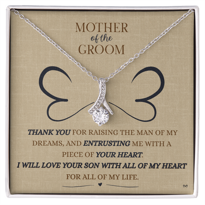 Mother of the Groom Necklace –Alluring Beauty Necklace - Double Heart - Linen