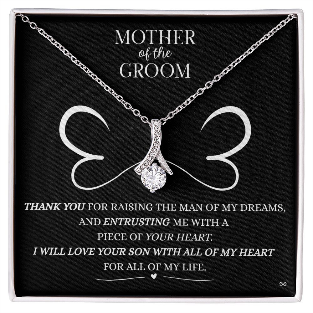 Mother of the Groom Necklace –Alluring Beauty Necklace - Double Heart Black