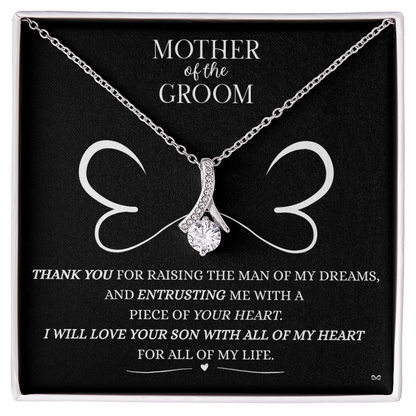 Mother of the Groom Necklace –Alluring Beauty Necklace - Double Heart Black
