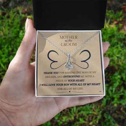 Mother of the Groom Necklace –Alluring Beauty Necklace - Double Heart - Linen
