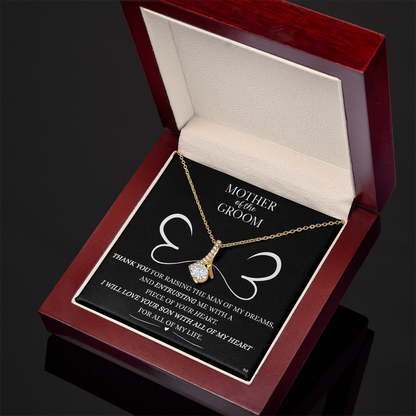 Mother of the Groom Necklace –Alluring Beauty Necklace - Double Heart Black