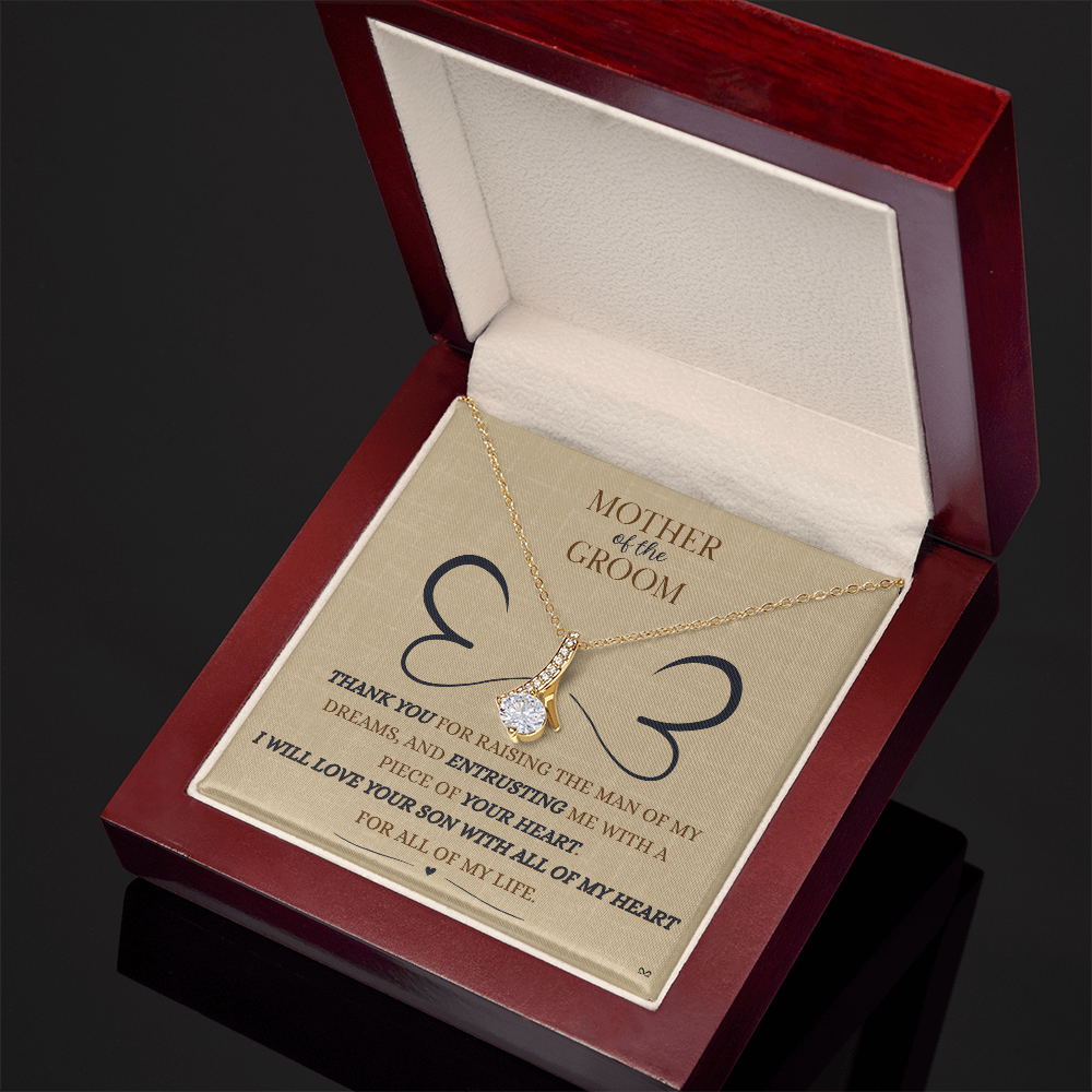 Mother of the Groom Necklace –Alluring Beauty Necklace - Double Heart - Linen
